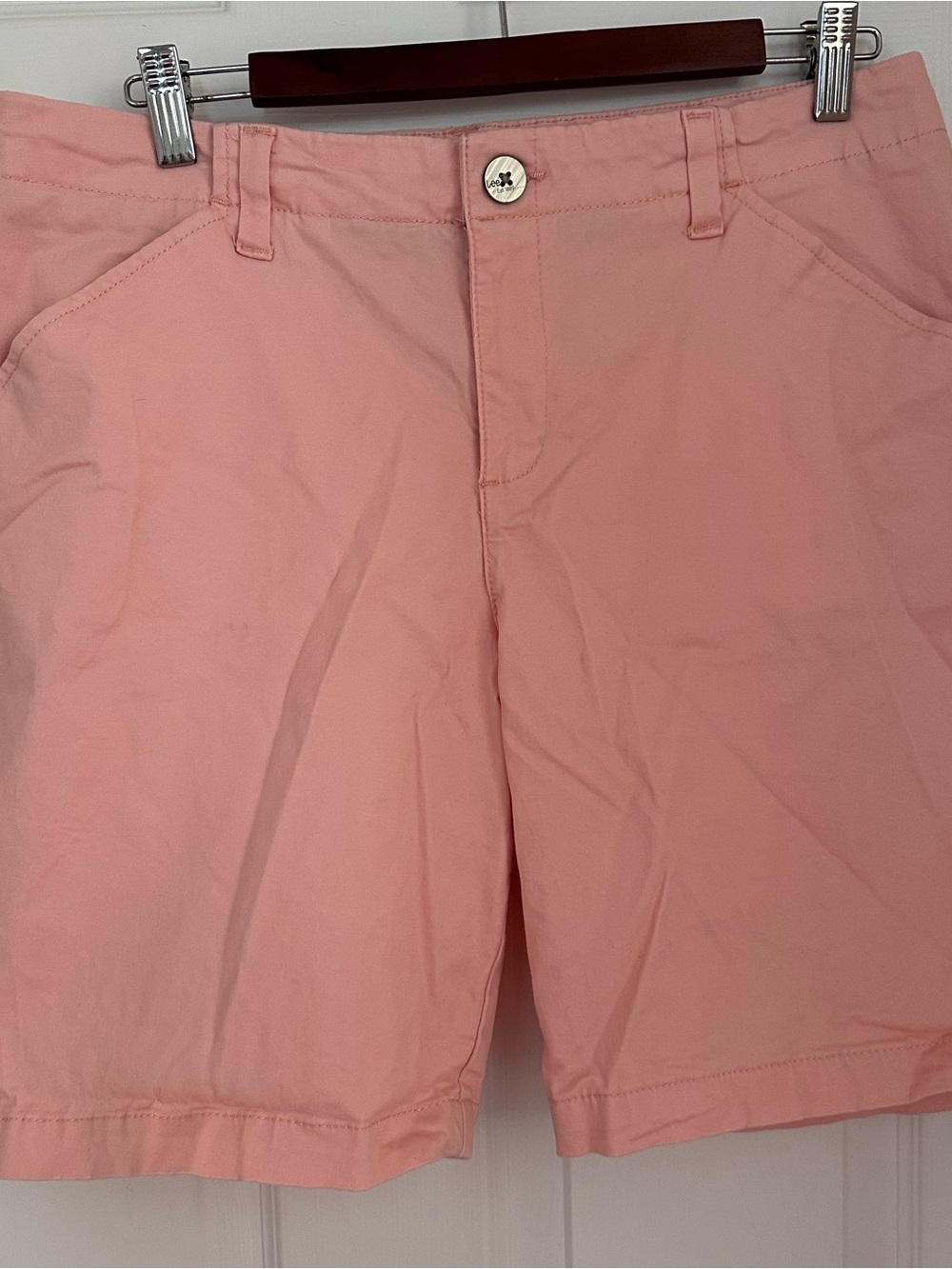 Lee Women's Size 14 Pink Bermuda Chino Shorts Regular Fit Mid Rise Cotton Blend